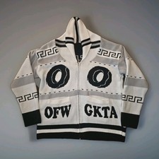 Odd Future Sweater Sz Large Okiwachu Blk White  Donut Zip Up Skateboard Skater