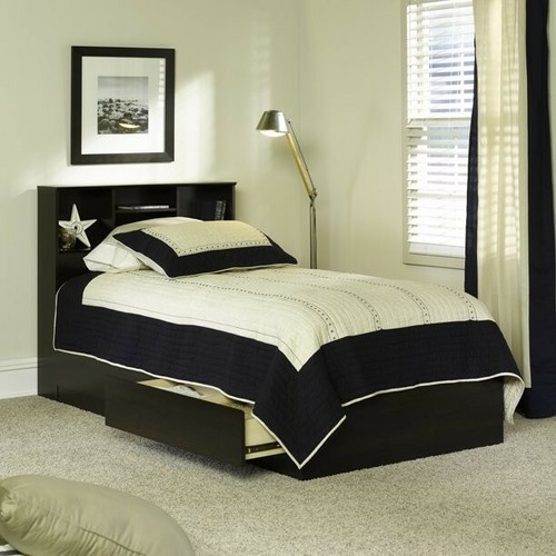 Twin bed with shelves - bed,