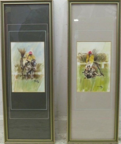 Pair horse racing jumps - horse,