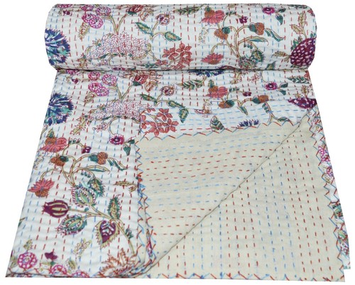 Single kantha quilt bedspread - kantha,