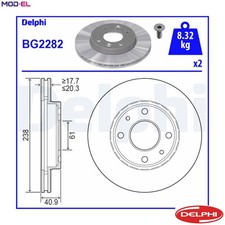 2x BRAKE DISC BG2282 FOR