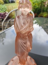 Reich Victoria Pink/Peach Glass Flower Frog Figure C1930s Vgc