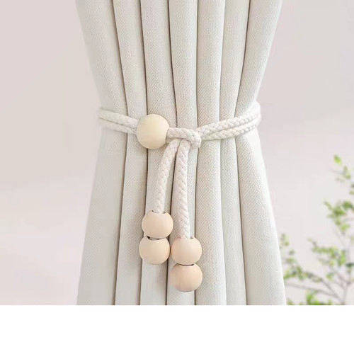 Wooden beaded curtain - wooden, tie