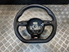 08-15 AUDI A4 B8 8K S LINE MULTIFUNCTION FLAT BOTTOM LEATHER STEERING WHEEL