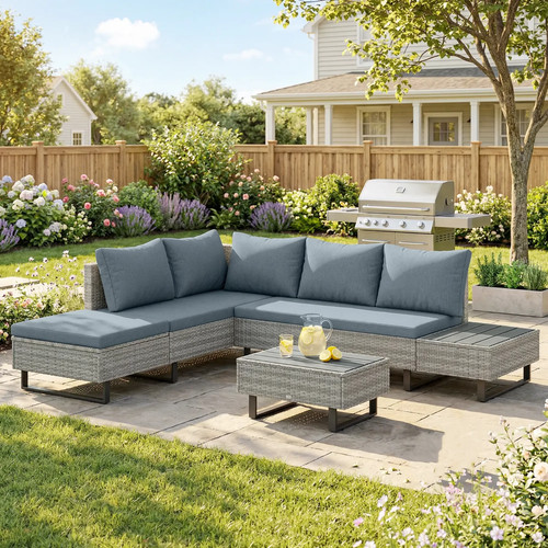 Rattan garden lshaped corner - lshaped,