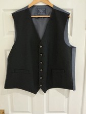 NEW Lloyd Attree & Smith Wool Blend Black Waistcoat with Pockets Size XL