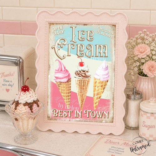Retro ice cream parlour - parlour, sign