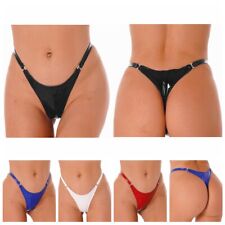 Womens PVC Latex Leather Thong Mini V-String Knickers Briefs Underwear Lingerie