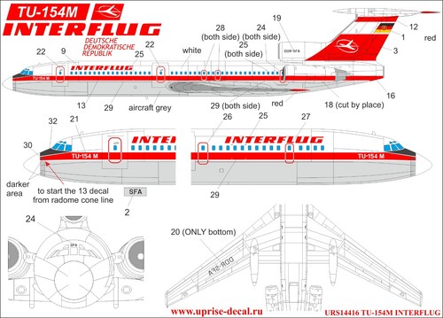144 decal tupolev 154m - 1:144,