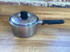 Vintage Prestige Copper Bottom Saucepan Stainless Black Handle 7"