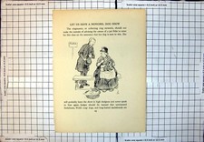 Antique Print Mongrel Dog Show Pet Peke Lady Judge Top Hat Basket Bench 238J