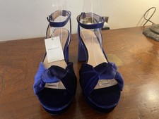 Monsoon Twist Knot Platform Sandals Midnight Blue Velvet, UK 6, New, RRP £75