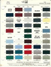 1968 IMPORT CAR PAINT CHIPS AUSTIN HEALEY DATSUN MG MAGNETTE TOYOTA  TRIUMPH