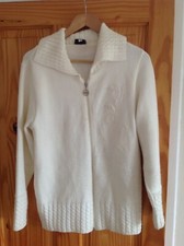 Florida collection Cream woolen zipped ladies cardigan