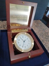 Chelsea Boardroom Clock Brass, Mahogany Box, Original Packaging - Working