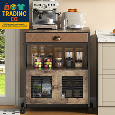 Coffee Bar Cabinet，3 Tiers Kitchen Coffee Cart with Drawer for the Home, Movable