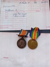 WW1 MEDAL PAIR WORLD WAR ONE TO W A PHILLIPS
