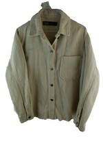 Zara Womans Corduroy Cotton Collared Trucker Denim Jacket Beige Size S