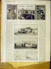 Original Old Antique Print Aviation War Ww1 Navy Hendon French France 1915 Ww1