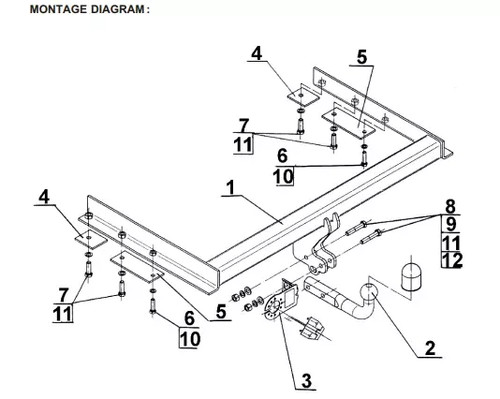 Swan neck tow bar - bar, for