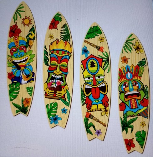 4pcs surfboard tiki themed 2d - 4pcs,