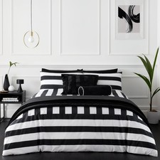 Style Sisters Bold Stripe Duvet Cover Quilt Bedding Set Black White Super King
