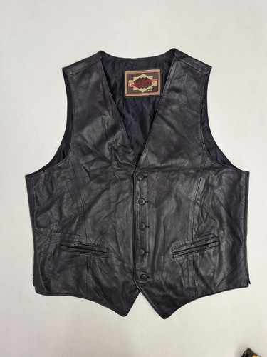 Vintage leather waistcoat - , 42"