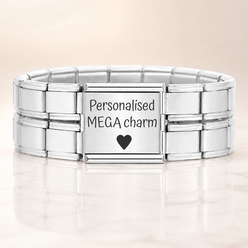 Personalised mega link charm - personalised,