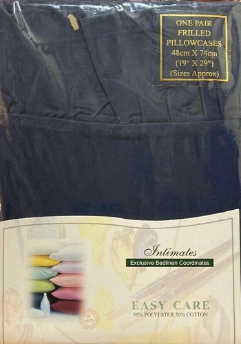 Navy frilled pillowcase pair - navy,