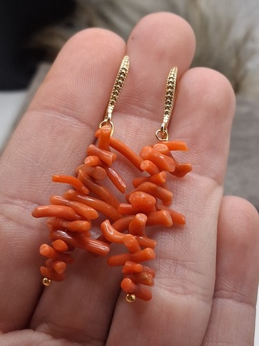 Vintage coral stick earrings - vintage,