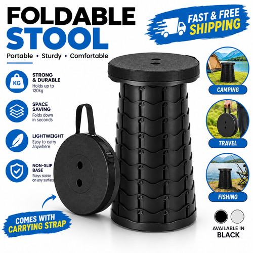 Folding stool telescoping seat - stool,