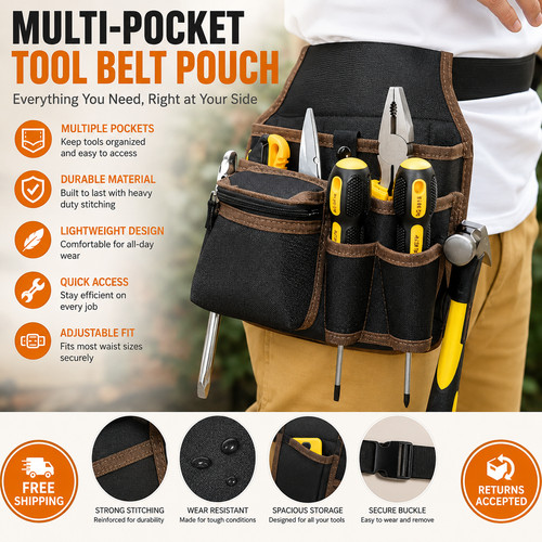 Multi pocket tool belt - belt, pouch