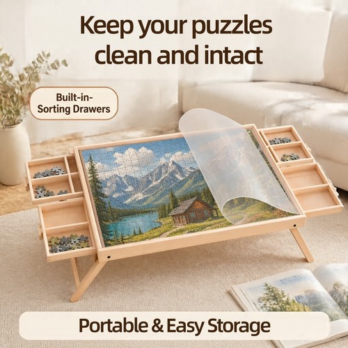 Wooden 1000pc puzzle table - 1000pc,