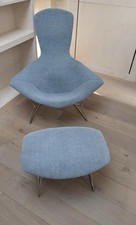 Knoll Bertoia Bird Chair and Ottoman Light blue