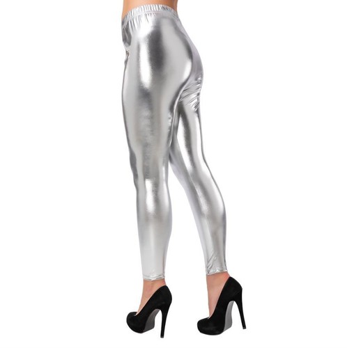 Ladies silver leggings retro - ladies,