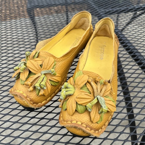 Socofy yellow floral platforms - floral,