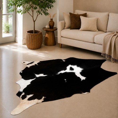Genuine brown white cowhide - genuine,