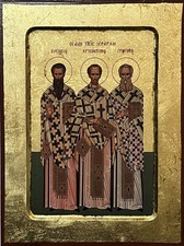 Icon of The Three Hierarchs - Orthodox Catholic wood 24 x 18cm