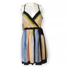 Hype Clothing Womens Razorback Striped Silk Dress size 8 Style 7389995MSRP $199