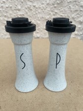 Retro Vintage Tupperware Salt & Pepper Shakers - Speckled B&W Design Rare