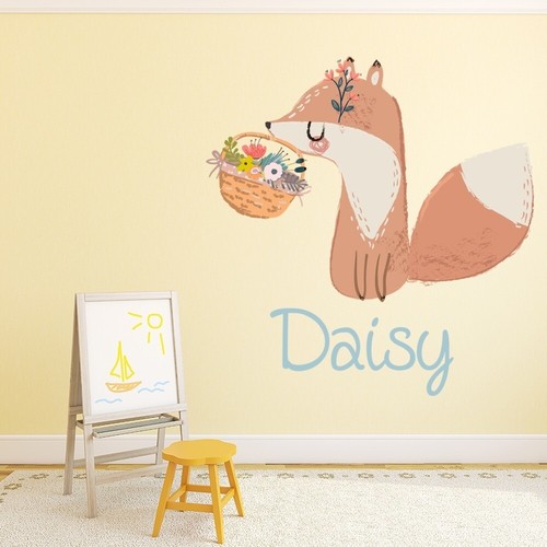 Custom name woodland fox wall - custom,