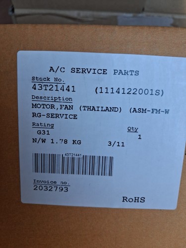 Toshiba fan motor - brand, new