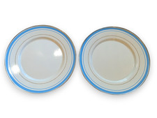 2 Vintage White Blue Tin