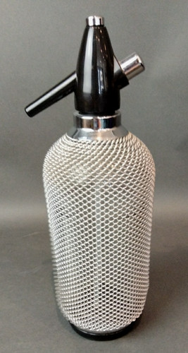 Glass soda syphon with - with, silver