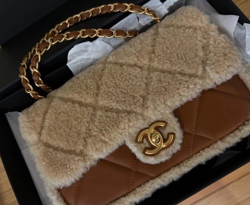 Chanel shearling flap bag - chanel,