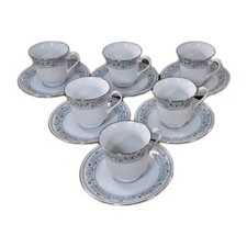 Crown Ming 6 Teacups & Saucers Set Fine China Vintage Charity Sale