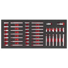 Sealey Tools 44Pce Bit Set Hex Allen Torx Star Spline Adaptors + Foam Tray FD25