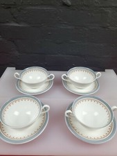 4 x Aynsley Silver Shadow Soup Bowls Coupes and Stands Saucers 2 Sets Available