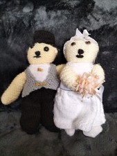 Handmade Knitted Bride & Groom Teddy Bears wedding unique cute marriage