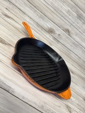 Le Creuset Frying Pan Cast Iron Round Griddle Skillet Grill Volcanic Orange 26cm